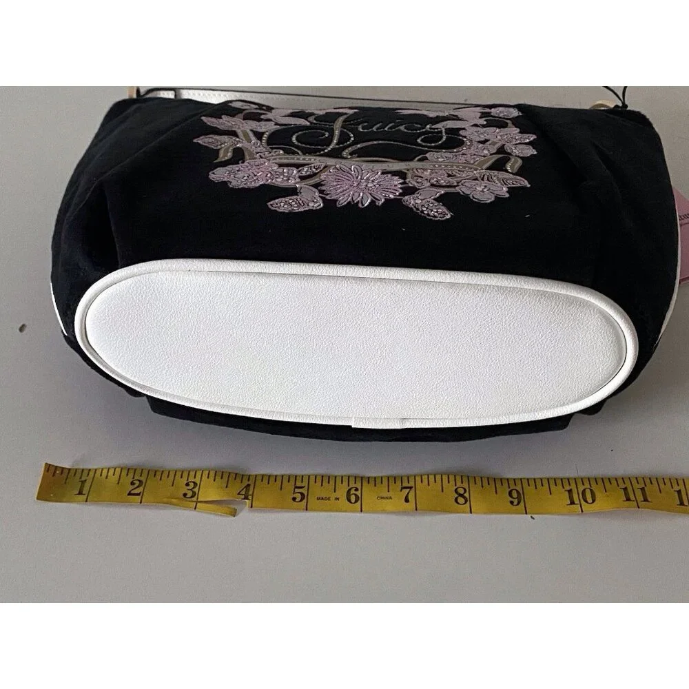 Juicy Couture Juicy In Bloom Hobo Shoulder Bag Purse Liquorice Black‎ Floral NEW